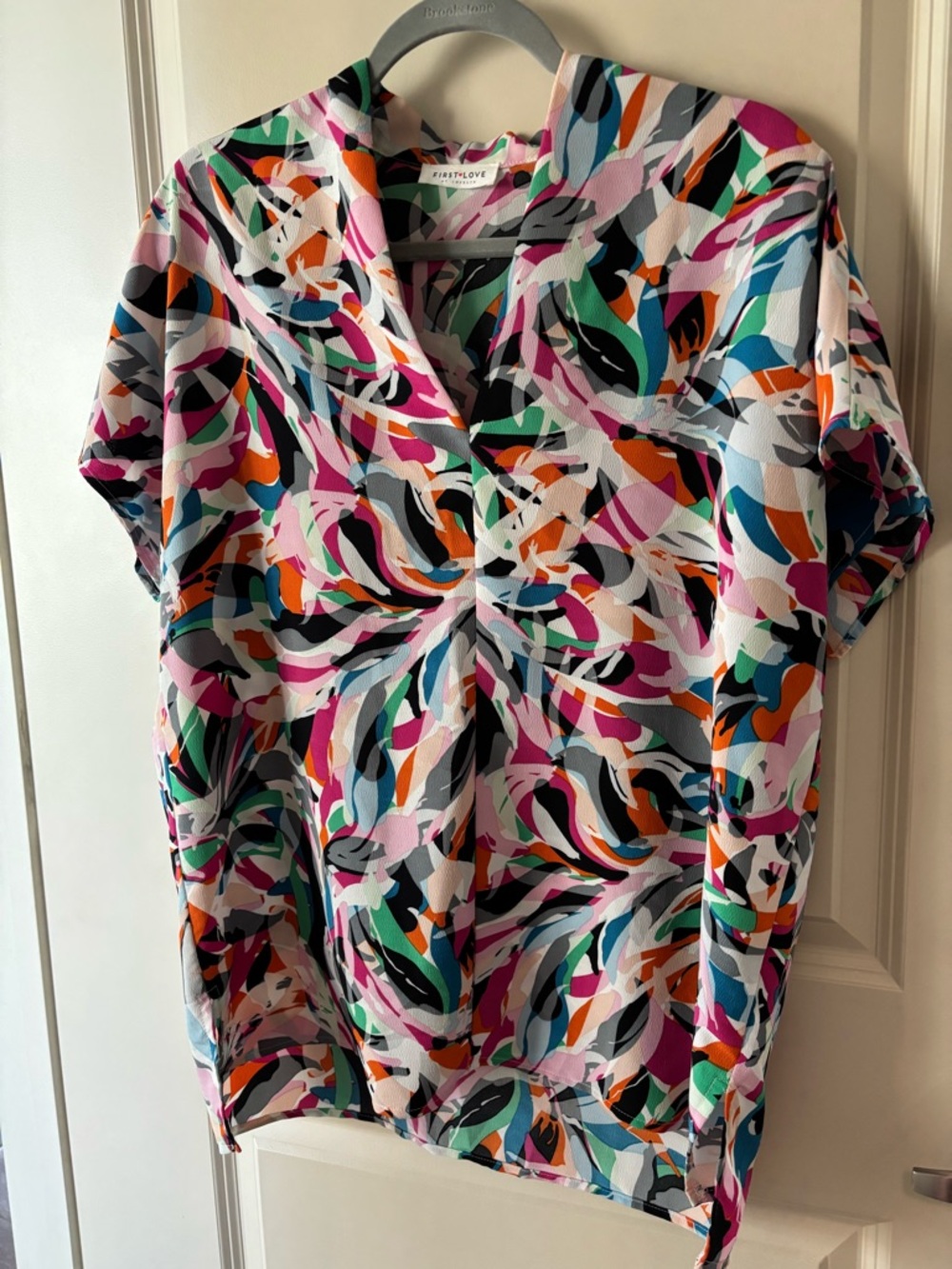 Firstlove by lovelyn. Multicolor Abstract Print Women’s Top - Pink/Green/Blue
